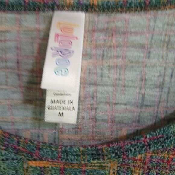 LuLaRoe M Green Purple Orange Geometric High Low Simply Comfortable Tunic Top - Picture 9 of 16